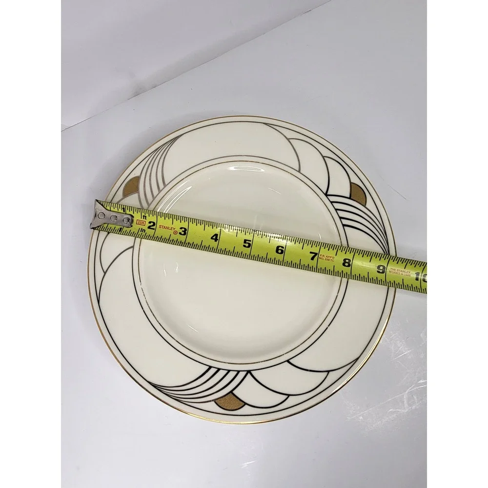 Lenox Golden Sand Dune Salad Plates Set of 4 Ivory Gold Art Deco 8.25 inch USA